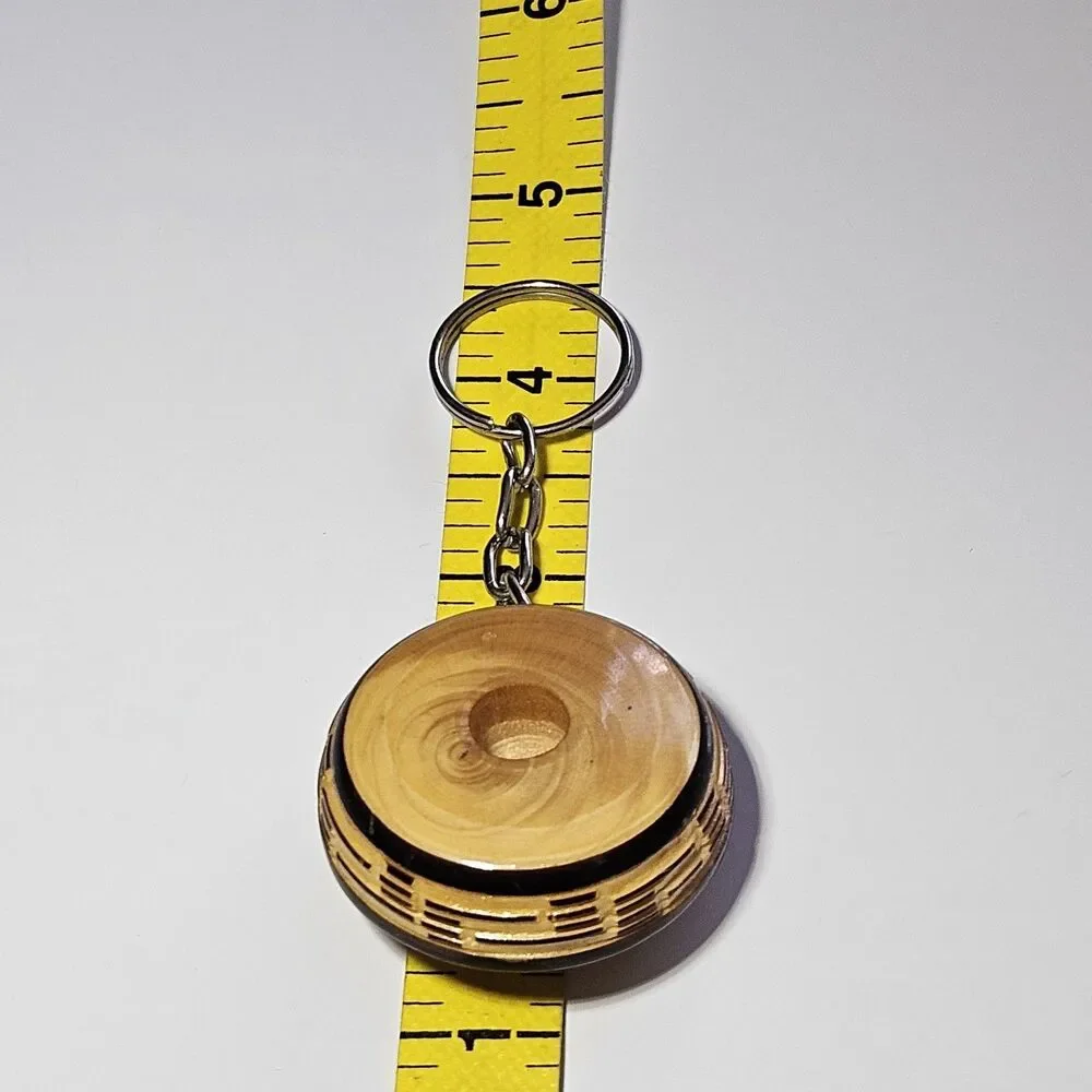Vintage Wooden Hand Carved Mexican Sombrero Keychain